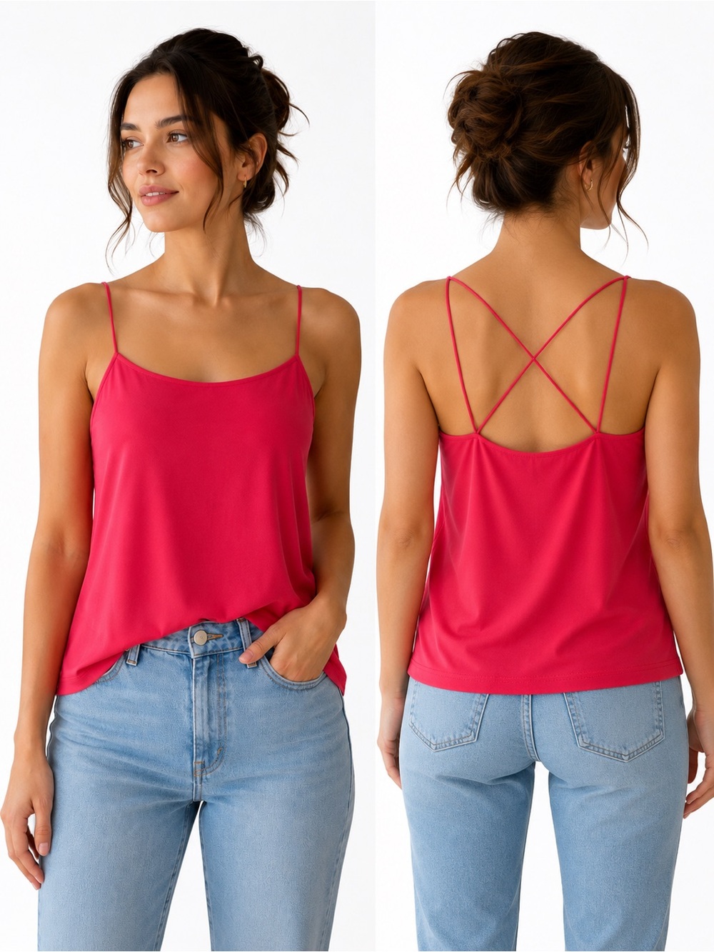 Women's Red Strappy Cami Tank Top